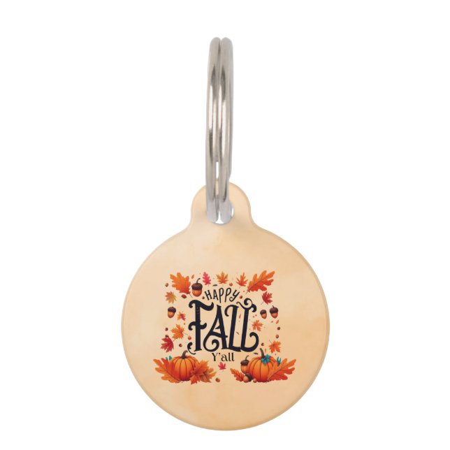 Happy Fall Y'all classic  Pet Tag (Front)