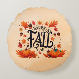 Happy Fall Y'all classic  Round Cushion