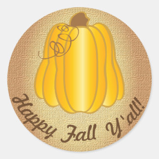 Happy Fall Y'All Classic Round Sticker