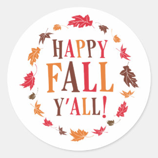 Happy Fall Y'all Classic Round Sticker