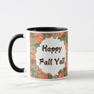Happy Fall Y'all: Cosy Autumn Pumpkin and Leaves Mug
