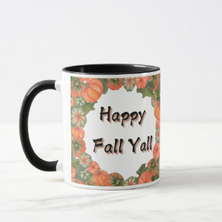 Happy Fall Y'all: Cosy Autumn Pumpkin and Leaves Mug