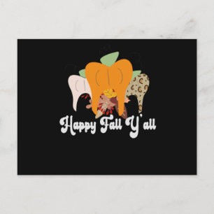 Happy Fall Y'all Cute Dental Teeth Pumpkin Leopard Postcard