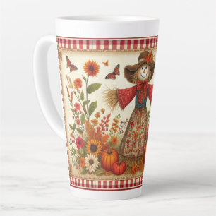 Happy Fall Yall Cute Folk Art Scarecrow Latte Mug