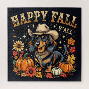 Happy Fall Y'All Dachshund  Jigsaw Puzzle