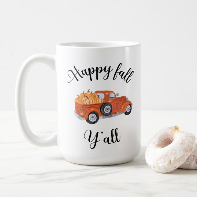 Happy Fall Y'all Fall | Fall Seasonal Coffee Mugs (With Donut)