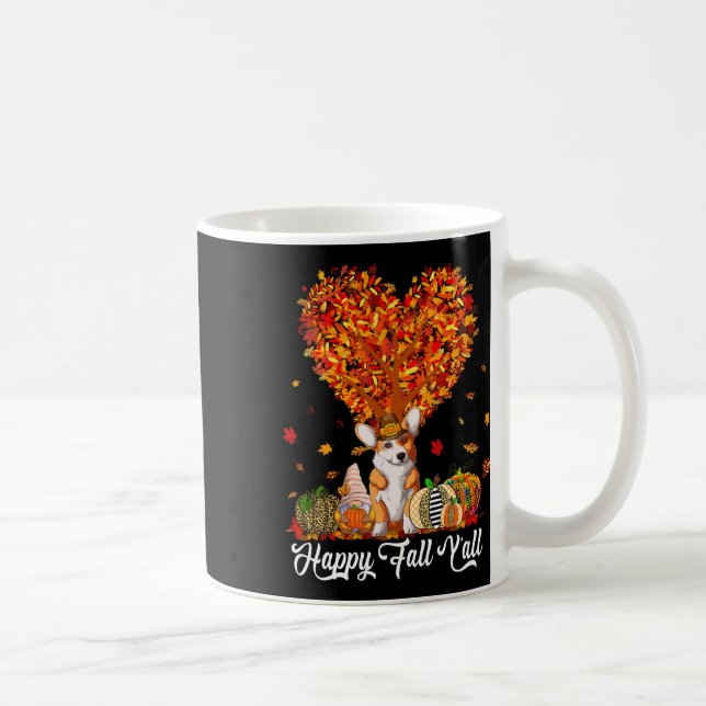 Happy Fall Y'all Funny Corgi Autumn Pumpkins  Coffee Mug (Right)