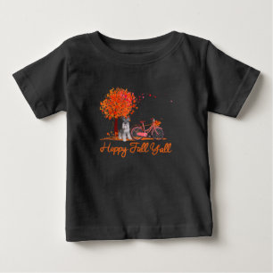 Happy Fall Yall Funny Schnauzer Dog Autumn Bicycle Baby T-Shirt