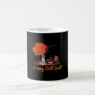Happy Fall Yall Funny Schnauzer Dog Autumn Bicycle Coffee Mug