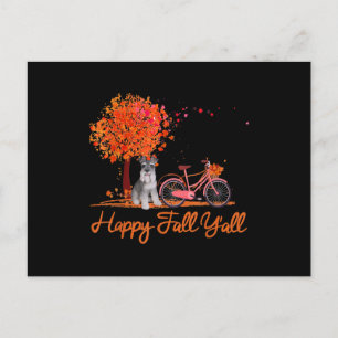 Happy Fall Yall Funny Schnauzer Dog Autumn Bicycle Postcard