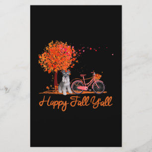 Happy Fall Yall Funny Schnauzer Dog Autumn Bicycle Stationery