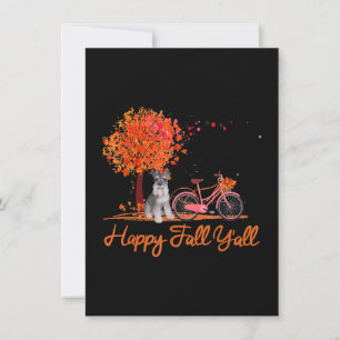 Happy Fall Yall Funny Schnauzer Dog Autumn Bicycle Thank You Card