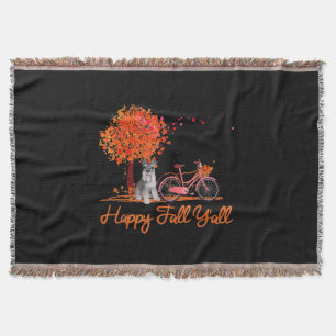 Happy Fall Yall Funny Schnauzer Dog Autumn Bicycle Throw Blanket