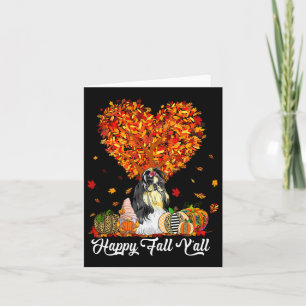 Happy Fall Y'all Funny Shih Tzu Autumn Pumpkins  Card