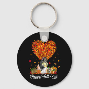 Happy Fall Y'all Funny Shih Tzu Autumn Pumpkins  Key Ring
