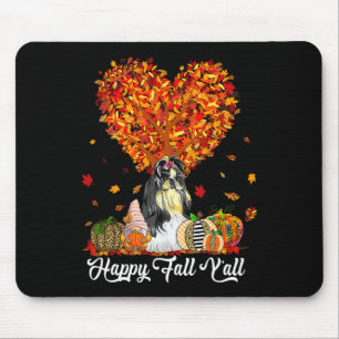 Happy Fall Y'all Funny Shih Tzu Autumn Pumpkins  Mouse Pad