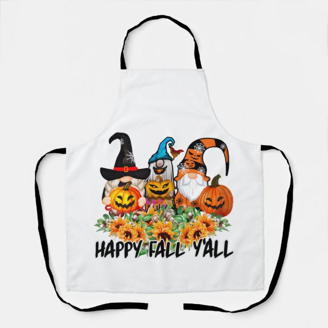 Happy Fall Y'all Gnome Leopard Gnome Sunflower Apron (Front)