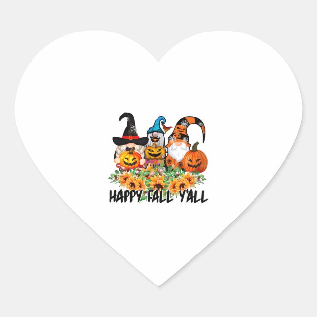 Happy Fall Y'all Gnome Leopard Gnome Sunflower Heart Sticker (Front)