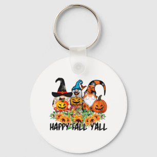 Happy Fall Y'all Gnome Leopard Gnome Sunflower Key Ring