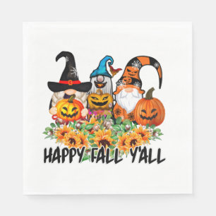 Happy Fall Y'all Gnome Leopard Gnome Sunflower Napkin