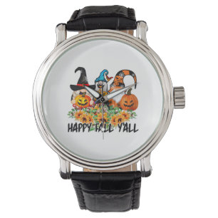 Happy Fall Y'all Gnome Leopard Gnome Sunflower Watch