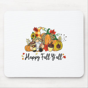 Happy Fall Y'all Gnome Leopard Pumpkin Autumn Gnom Mouse Pad