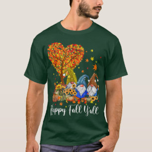 Happy Fall Yall Gnome Leopard Pumpkin Autumn Gnome T-Shirt