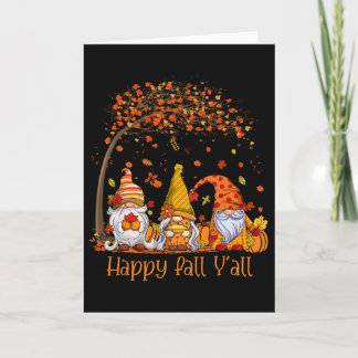 Happy Fall Y'all Gnome Pumpkin Autumn Leaves Thank Card