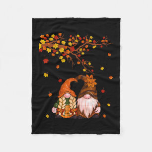 Happy Fall Y'all Gnome Pumpkin Autumn Leaves Thank Fleece Blanket