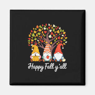 Happy Fall Y'all Gnome Pumpkin Autumn Leaves Thank Magnet