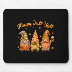 Happy Fall Y'all Gnome Pumpkin Autumn Leaves Thank Mouse Pad