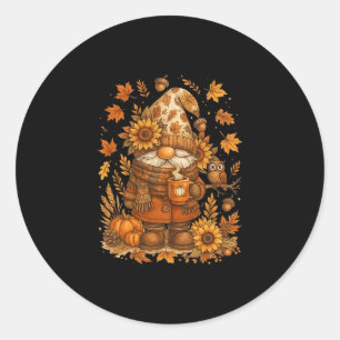 Happy Fall Y'all Gnome Pumpkin Autumn Thanksgiving Classic Round Sticker