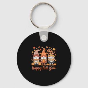 Happy Fall Y'all Gnome Pumpkin Autumn Thanksgiving Key Ring