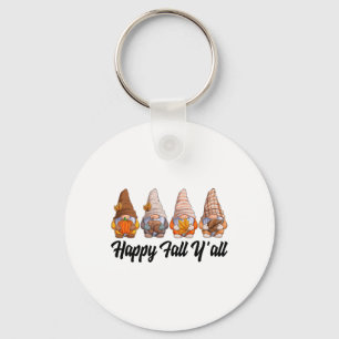 Happy Fall Y'all Gnome Pumpkin Funny Autumn Gnomes Key Ring
