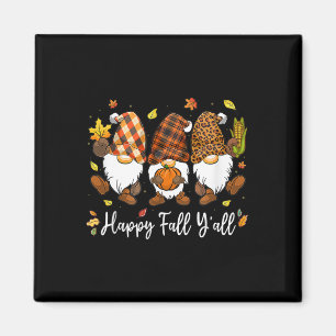 Happy Fall Y'all Gnome Pumpkin Truck Autumn Thanks Magnet