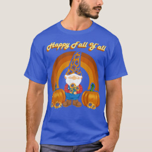 Happy Fall Y'all Gnomes Autumn Fall Leopard Print T-Shirt