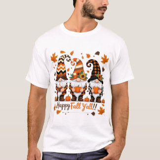 Happy Fall Y'all Gnomes , Gnomes Pumpkin Autumn T-Shirt