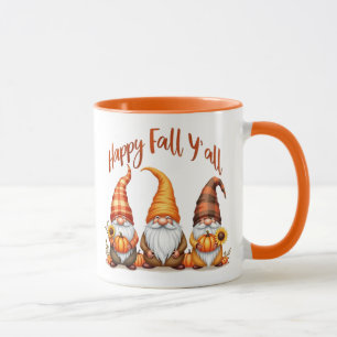 Happy Fall Y'all Gnomes Orange Fall Design Mug