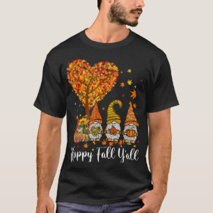 Happy Fall Y'all Gnomes Pumpkin Autumn Vibes Thank T-Shirt