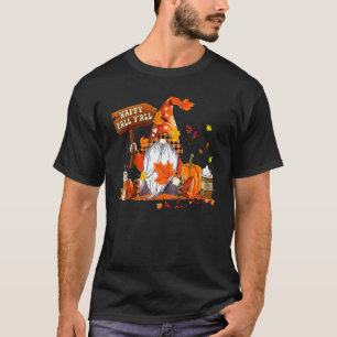 Happy Fall Yall Gnomes Pumpkin Coffee Autumn Thank T-Shirt