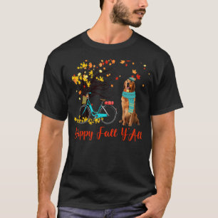 Happy Fall Y'All Golden Retriever Dog Autumn Bicy T-Shirt