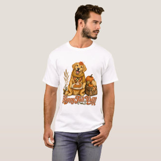 Happy Fall Y'all Golden Retriever Pumpkin Harvest T-Shirt