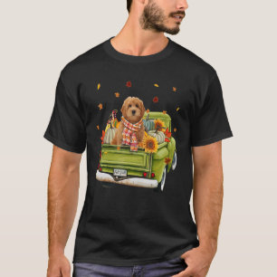 Happy Fall Y'all Goldendoodle Dog On Truck Pumpkin T-Shirt