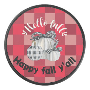 Happy Fall Y'all Hockey Puck