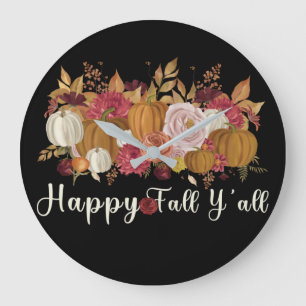 Happy Fall Y'all Large Clock