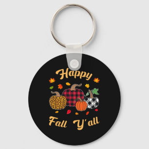 Happy fall y'all  Leafs Fall autumn pumpkin women  Key Ring
