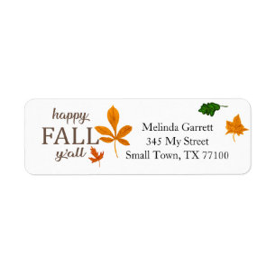 Happy Fall Y'all Leaves Fun Custom Address Return Address Label