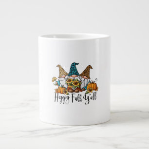 Happy Fall Y'all Leopard Gnome Large Coffee Mug