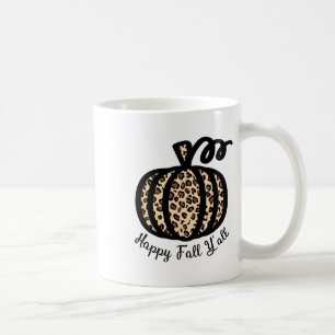 Happy Fall Y'all Leopard Print Pumpkin Rustic Tee Coffee Mug