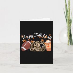 Happy Fall Y'all Leopard Print Pumpkins Footbyll A Card